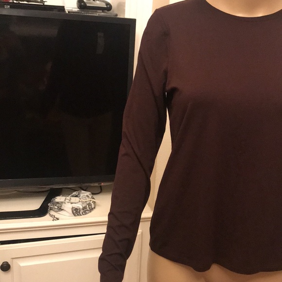 Eileen Fisher Dark Brownstone Tencel Crew Neck Top Size XS - Picture 3 of 5